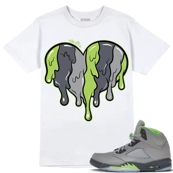 Shirt to Match Jordan 5 Green Bean 5s Sneaker 23Bustle - Dripin Heart Tee Jezsport.com