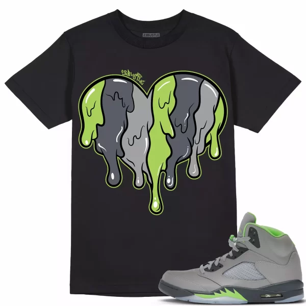 Shirt to Match Jordan 5 Green Bean 5s Sneaker 23Bustle - Dripin Heart Tee Jezsport.com