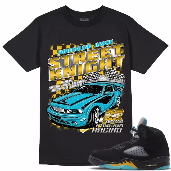 Shirt to Match Jordan 5 Aqua 5s Sneaker 23Bustle - STREET KNIGHT Tee Jezsport.com