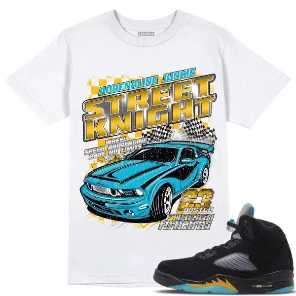 Shirt to Match Jordan 5 Aqua 5s Sneaker 23Bustle - STREET KNIGHT Tee Jezsport.com