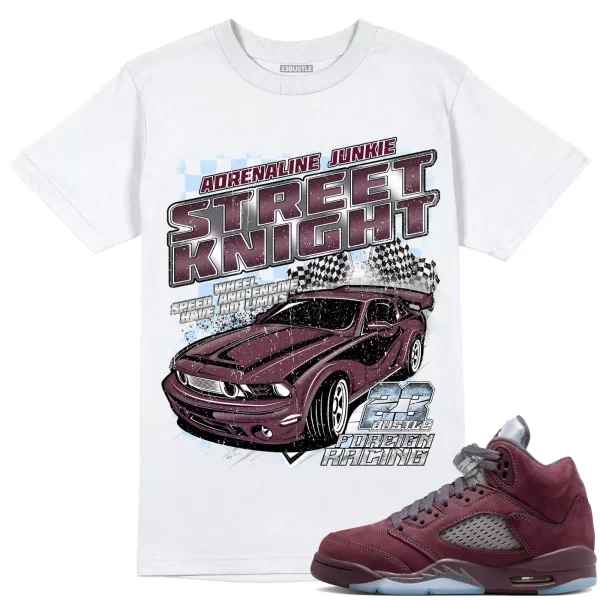 Shirt to Match Jordan 5 Burgundy 5s Sneaker 23Bustle - STREET KNIGHT Tee Jezsport.com