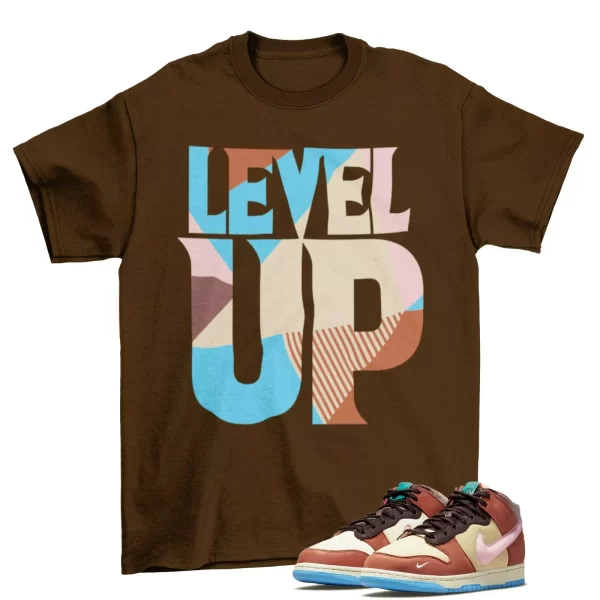 Level Up Shirt to Match Dunk Mid Free Lunch Chocolate Milk / DJ1173-700 Jezsport.com