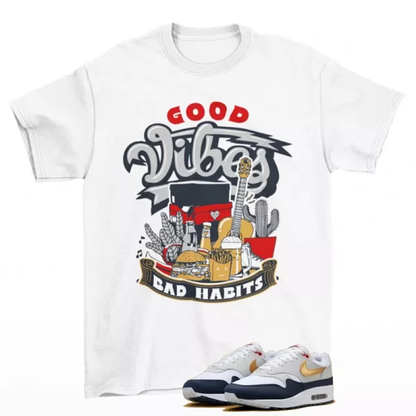 Vibes Shirt to Match Air Max 1 Obsidian Metallic Gold Olympic HM9604-400 Jezsport.com