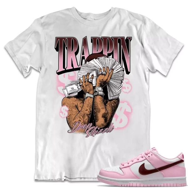 Shirt to Dunk Low Pink Foam Red White dropSkizzle - TRAPPIN Sneaker Tee Jezsport.com