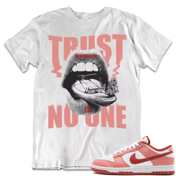 Shirt to Dunk Low Red Stardust dropSkizzle - Trust No One Sneaker Tee Jezsport.com