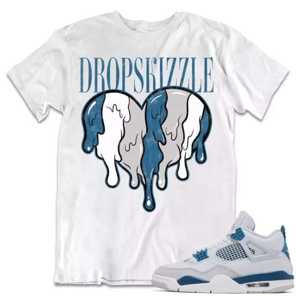 Shirt to Match Jordan 4 Military Blue 4s Sneaker dropSkizzle - Drip Heart Tee Jezsport.com