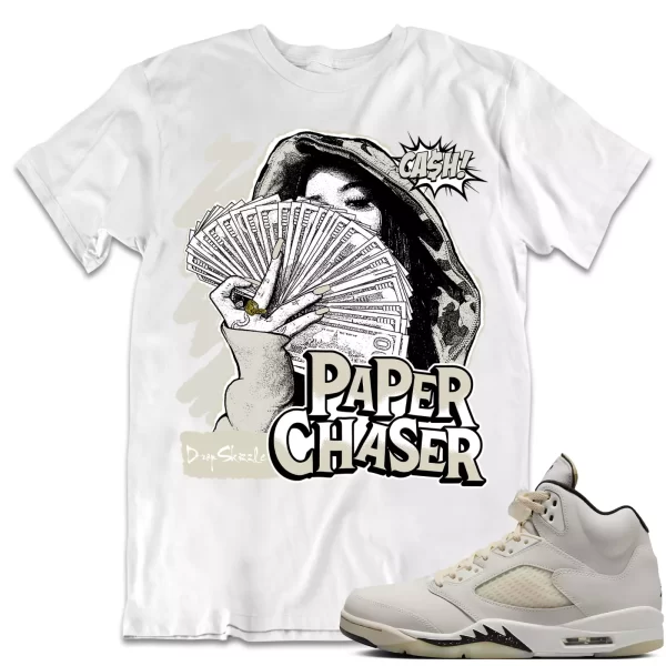 Shirt to Match Jordan 5 Sail 5s Sneaker dropSkizzle - Paper Chaser Sneaker Jezsport.com