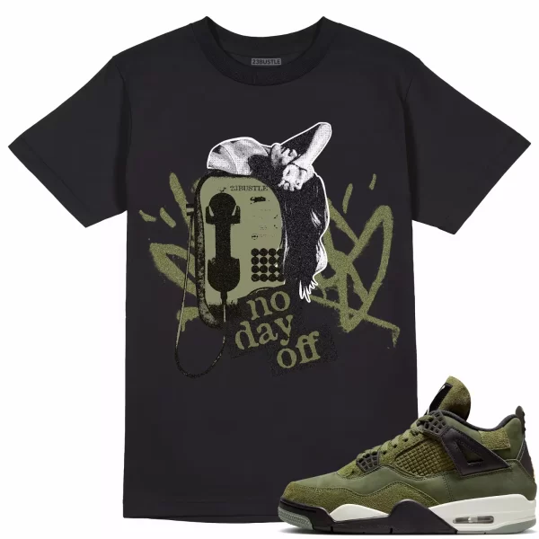 Shirt to Match Jordan 4 Craft Olive 4s Sneaker 23Bustle - No Day Off Sneaker Tee Jezsport.com