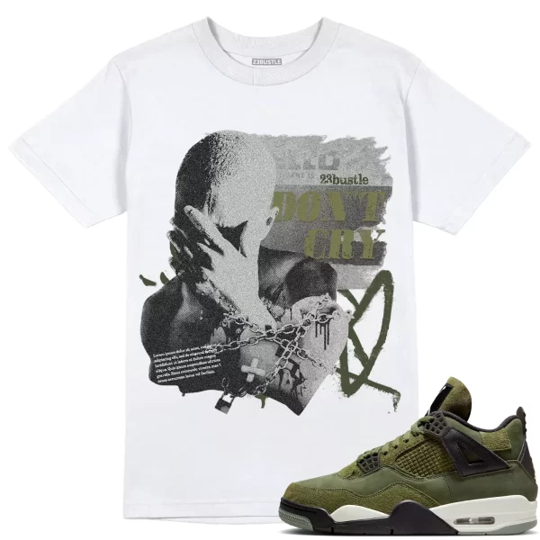 Shirt to Match Jordan 4 Craft Olive 4s Sneaker 23Bustle - Don't Cry Sneaker Tee Jezsport.com