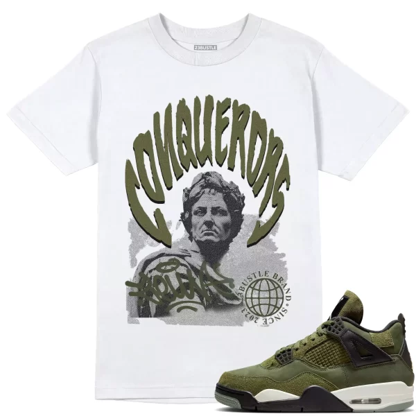 Shirt to Match Jordan 4 Craft Olive 4s Sneaker 23Bustle - Conquerors Sneaker Tee Jezsport.com