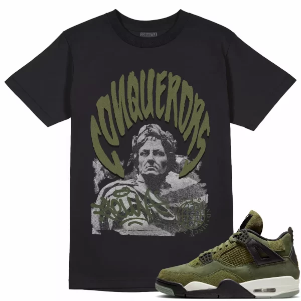 Shirt to Match Jordan 4 Craft Olive 4s Sneaker 23Bustle - Conquerors Sneaker Tee Jezsport.com