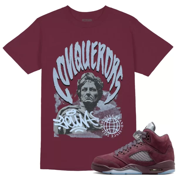 Shirt to Match Jordan 5 Burgundy 5s Sneaker 23Bustle - Conquerors Sneaker Tee Jezsport.com