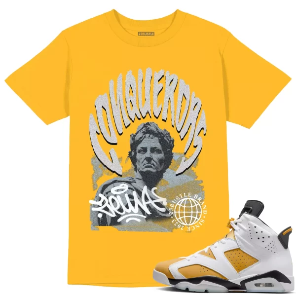 Shirt to Match Jordan 6 Yellow Ochre 6s Sneaker 23Bustle - Conquerors Tee Jezsport.com