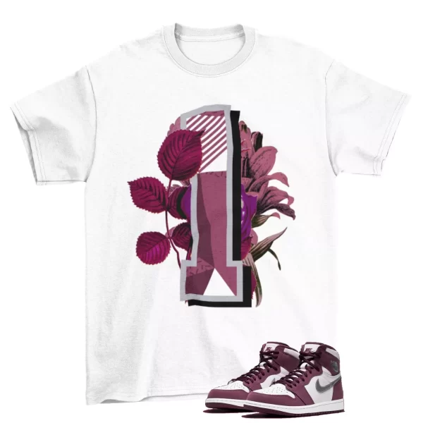 Floral Bordeaux Shirt to Match Air Jordan 1 Retro High OG Bordeaux 555088-611 Jezsport.com