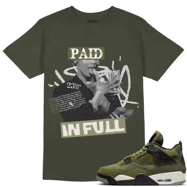 Shirt to Match Jordan 4 Craft Olive Sneaker 23Bustle - Paid In Full Sneaker Tee Jezsport.com