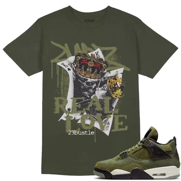 Shirt to Match Jordan 4 Craft Olive Sneaker 23Bustle - Real Love Sneaker Tee Jezsport.com