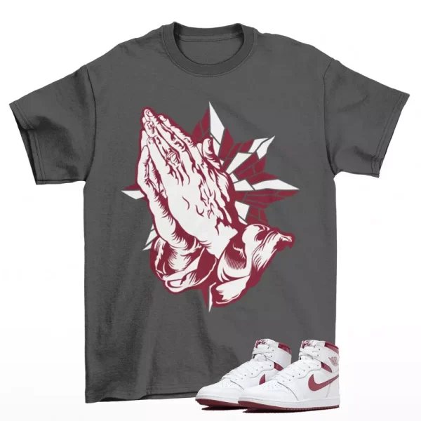 Blessed Shirt Grey to Match Jordan 1 High 85 Metallic Burgundy BQ4422-161 Jezsport.com