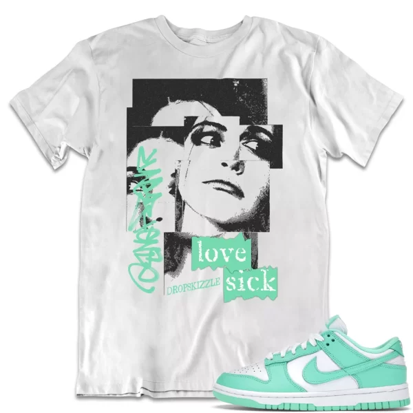 Shirt to Dunk Low Green Glow dropSkizzle - Love Sick Grunge Sneaker Tee Jezsport.com