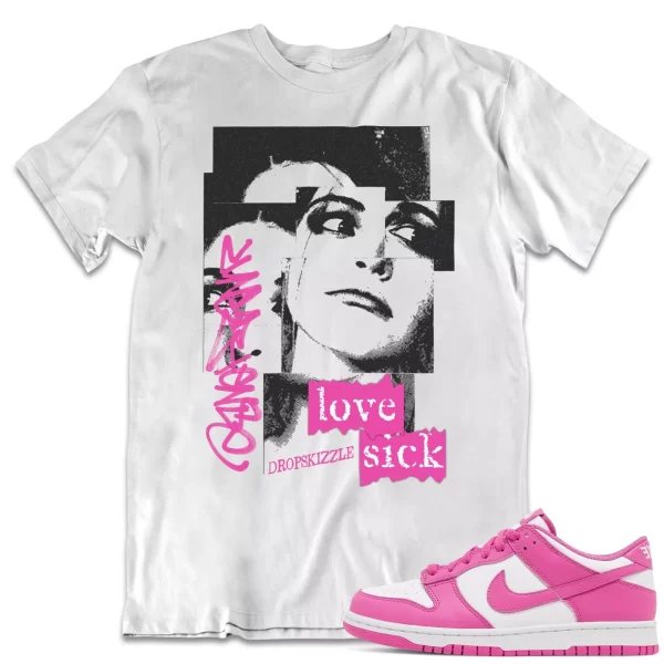 Shirt to Dunk Low Active Fuchsia dropSkizzle - Love Sick Grunge Sneaker Tee Jezsport.com