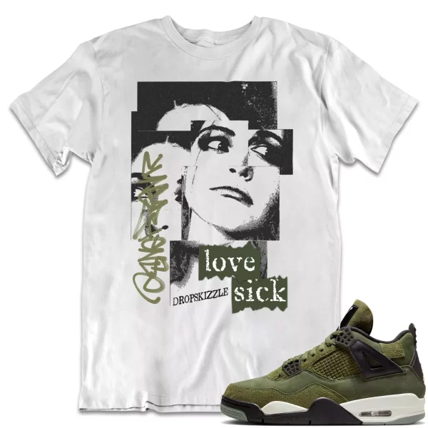 Shirt to Match Jordan 4 Craft Olive dropSkizzle - Love Sick Grunge Sneaker Tee Jezsport.com