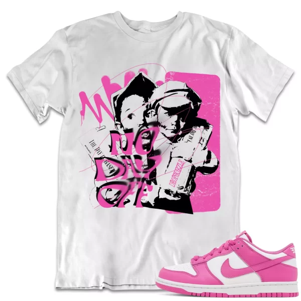 Shirt to Dunk Low Active Fuchsia dropSkizzle - No Day Off Grunge Sneaker Tee Jezsport.com