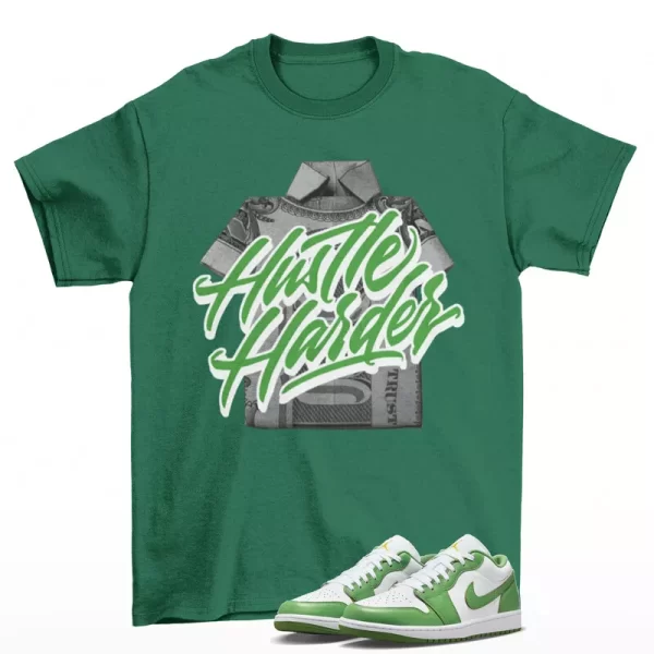 Hustle Sneaker Shirt Green to Match Jordan 1 Low SE Chlorophyll HF4823-100 Jezsport.com