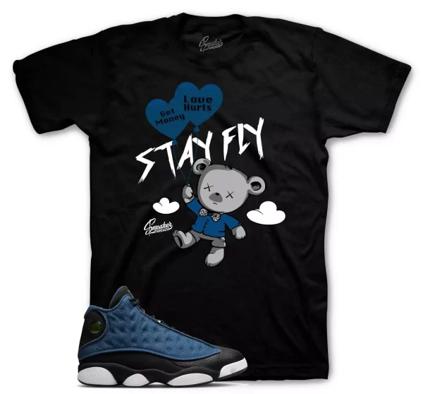 Shirt To Match Jordan 13 Navy Brave Blue Shoes - Money Over Love Tee Jezsport.com