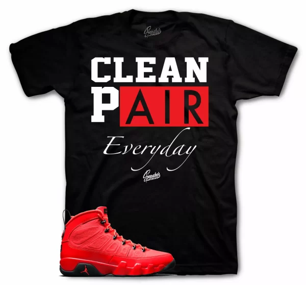 Shirt To Match Jordan 9 Chile Red Shoes - Clean Pair Tee Jezsport.com