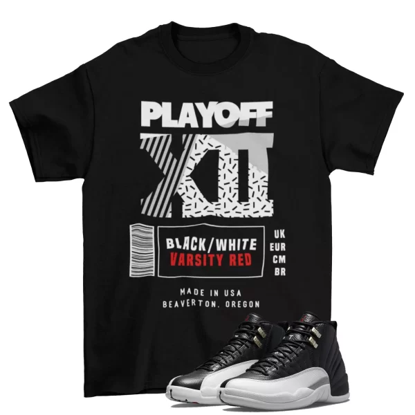 Box Label Playoff Shirt to Match Jordan 12 Playoff CT8013-006 / Black Jezsport.com