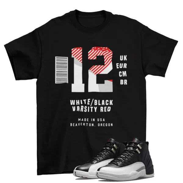 Sneaker Label Playoff Shirt to Match Jordan 12 Playoff CT8013-006 / Black Jezsport.com