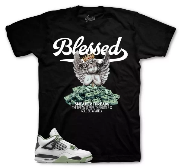 Shirt To Match Jordan 4 oil Green Seafoam - Blessed Angel Sneaker Tee Jezsport.com