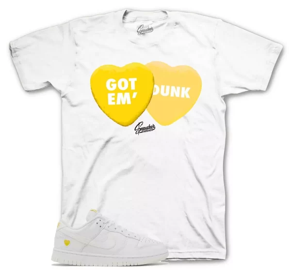 Shirt To Match Dunk Low Yellow Heart - Candy Hearts Sneaker Tee Jezsport.com