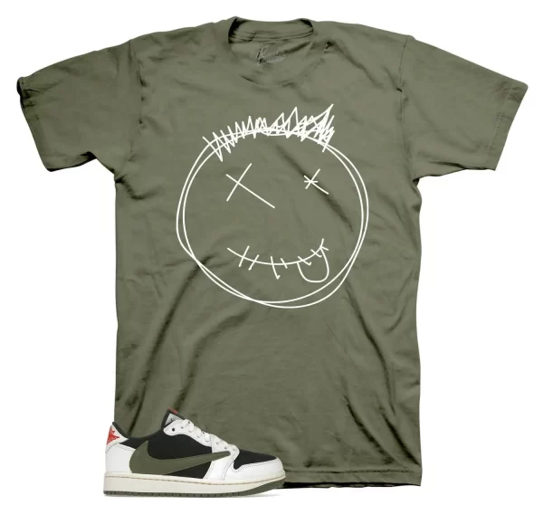 Shirt To Match Jordan 1 Travis Scott Olive Shoes - Smiley Tee Jezsport.com