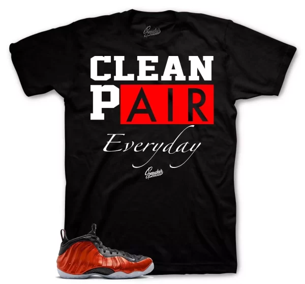 Shirt To Match Foamposite Metallic Red Shoes - Clean Pair Tee Jezsport.com