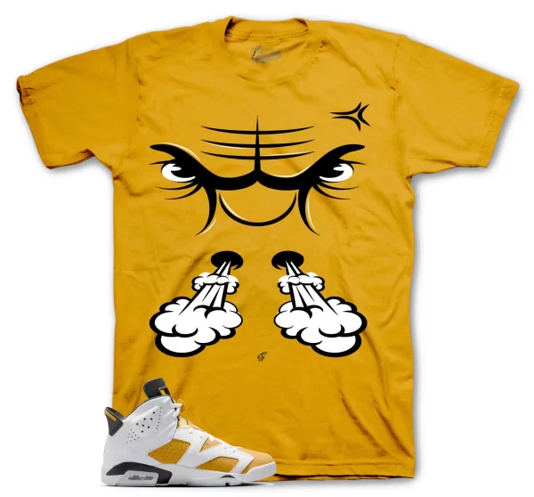 Shirt To Match Jordan 6 Yellow Ochre Shoes - Raging Face Tee Jezsport.com