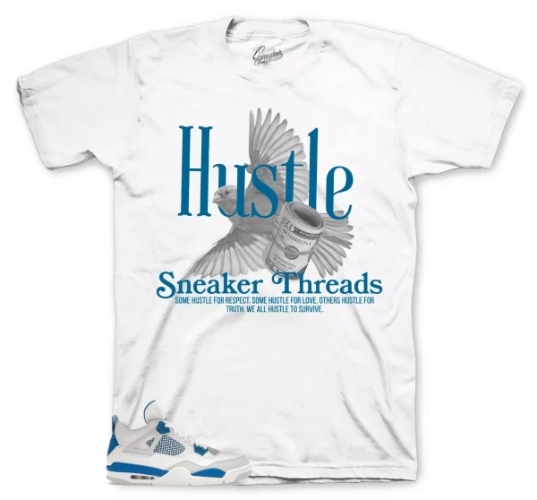 Sneaker Tees Match Jordan 4 Industrial Blue Shoes Military - Fly Hustle Shirt Jezsport.com