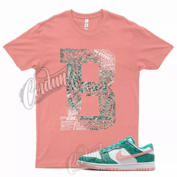 BLESSED T Shirt for N Dunk Low Washed Teal and Bleached Coral Snakeskin Snake Jezsport.com