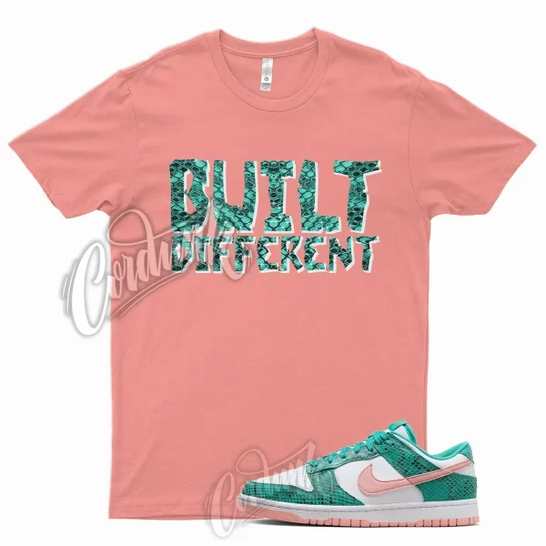 BUILT T Shirt for N Dunk Low Washed Teal and Bleached Coral Snakeskin Snake 1 Jezsport.com