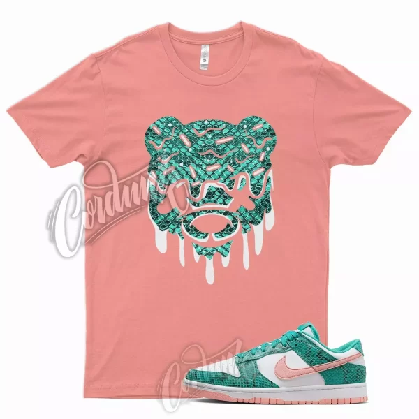 DRIPPY T Shirt for N Dunk Low Washed Teal and Bleached Coral Snakeskin Snake Jezsport.com