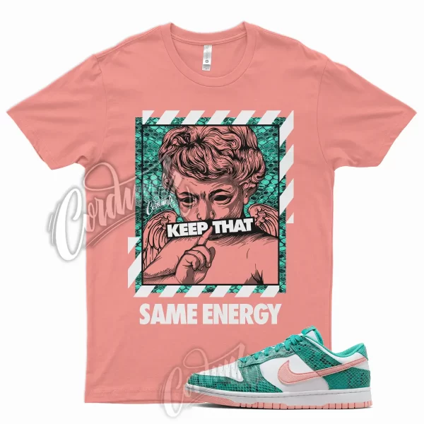 ENERGY T Shirt for Dunk Low Washed Teal and Bleached Coral Snakeskin Snake Jezsport.com