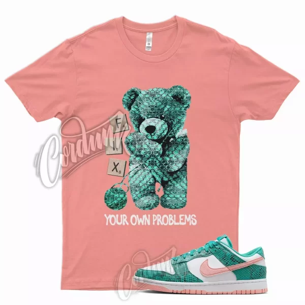 FIX T Shirt for N Dunk Low Washed Teal and Bleached Coral Snakeskin Snake 1 5 Jezsport.com