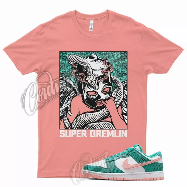 SG T Shirt for N Dunk Low Washed Teal and Bleached Coral Snakeskin Snake 1 5 Jezsport.com