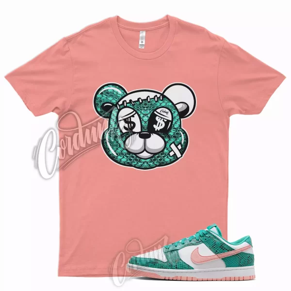 STITCH T Shirt for Dunk Low Washed Teal and Bleached Coral Snakeskin Snake Jezsport.com