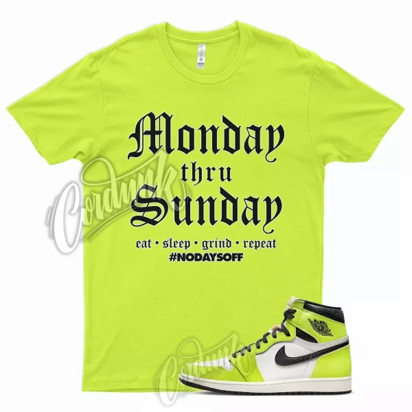 MONDAY Shirt for J1 1 High Visionaire Volt Neon Yellow Green Foamposite 350 Jezsport.com