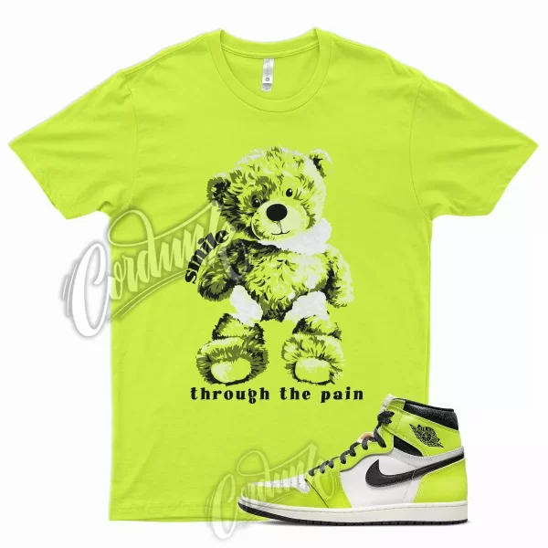 SMILE T Shirt for J1 1 High Visionaire Volt Neon Yellow Green Foamposite 350 Jezsport.com