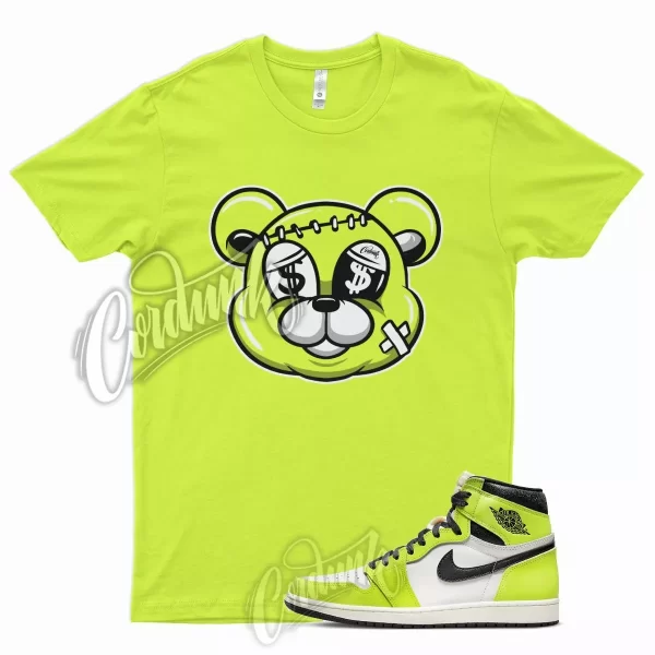 STITCH Shirt for J1 1 High Visionaire Volt Neon Yellow Green Foamposite 350 Jezsport.com