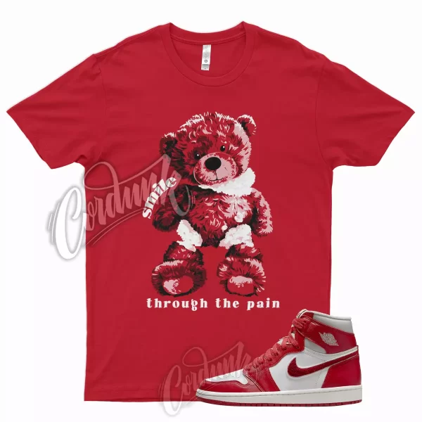 SMILE T Shirt for J1 1 High WMNS Newstalgia Light Iron Ore Varsity Red Sail Jezsport.com