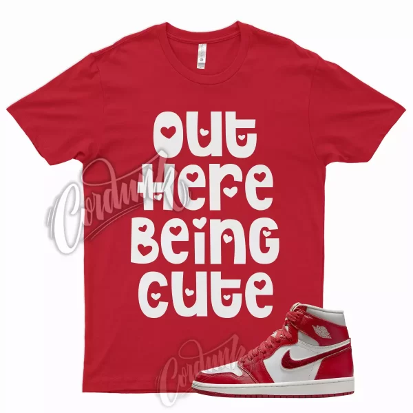 CUTE T Shirt for J1 1 High WMNS Newstalgia Light Iron Ore Varsity Red Sail Jezsport.com