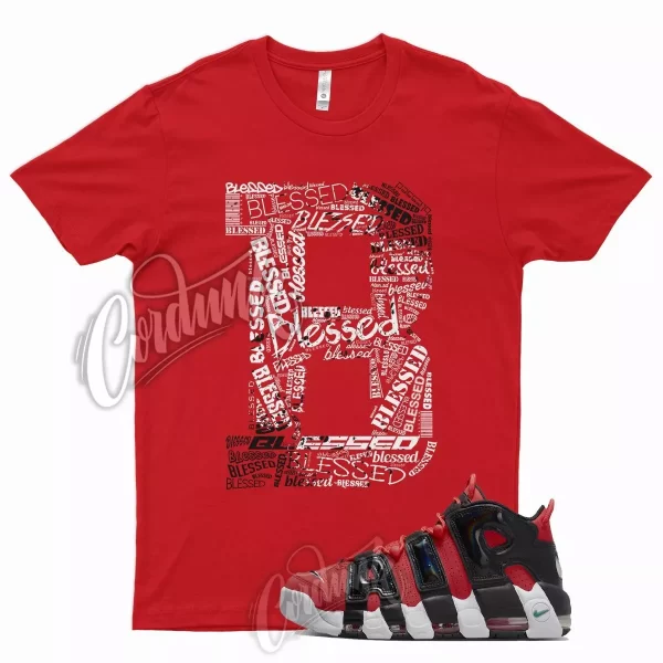 BLS T Shirt for N Air More Uptempo '96 1996 Lobster Red Green Noise Varsity 1 Jezsport.com