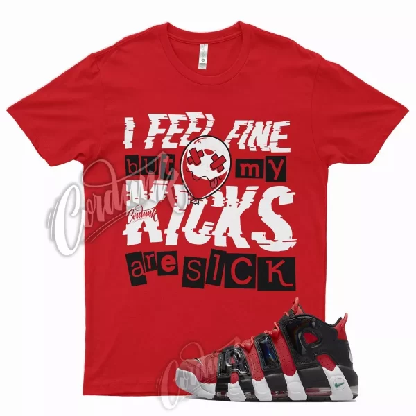 SICK Shirt for N Air More Uptempo '96 1996 Lobster Red Green Noise Varsity 1 Jezsport.com